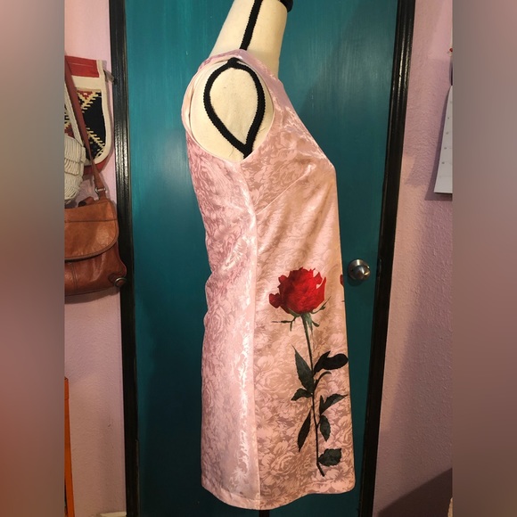 Baby Pink Red Rose Shift Dress 🌹 - Picture 3 of 15